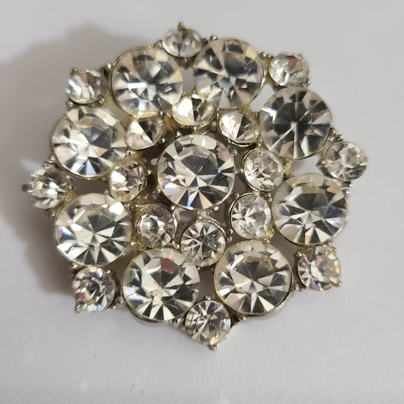 SOLD ! Vintage Big brooch weiss juliana Austria Rhinestones silver pin estate - Picture 1 of 5